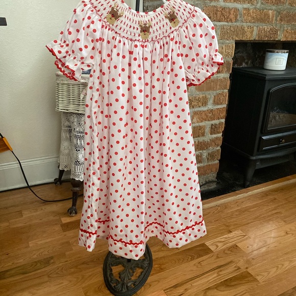 NWT Smocked Runway Toddler Girls Smocked Christmas Dress size 3 - Picture 6 of 16